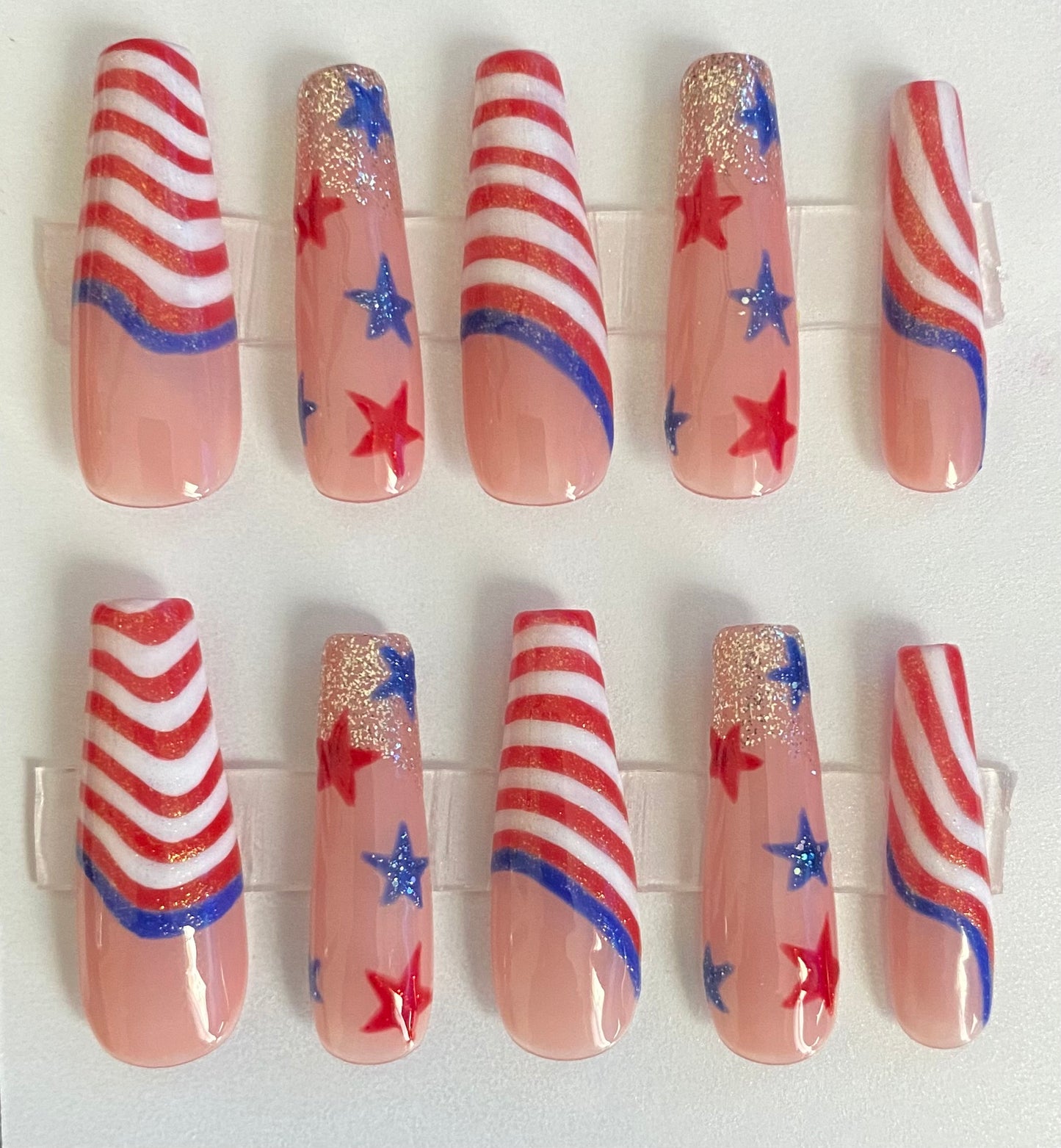 American Flag 4th of July Nail Set