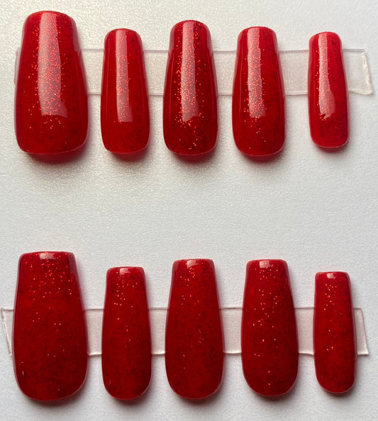 Red Sparkle Nail Set